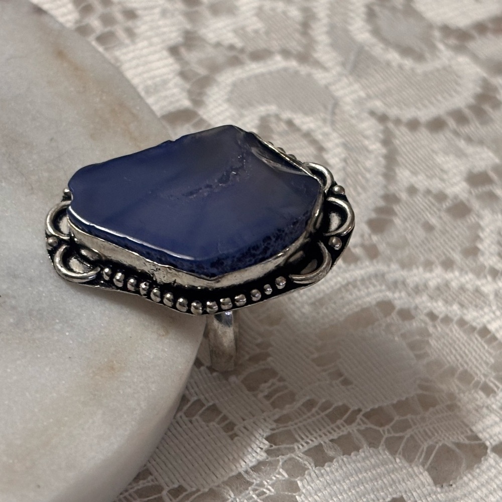 Elegant Blue Stone Silver Ring